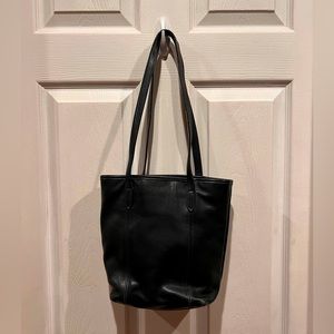 Black leather Coach north south tote